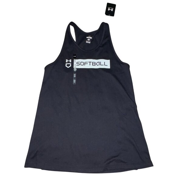 Under Armour Womens 'Softball' Loose Fit Tank Top-Black/Gray-Size Small-NWT - Picture 1 of 5